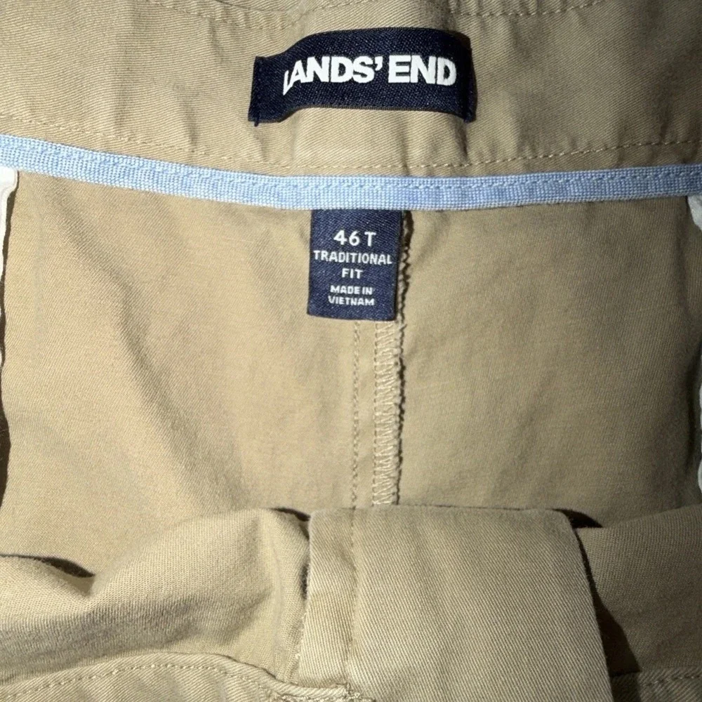 Lands' End Men's Khaki Comfort Waist Plain Front 11